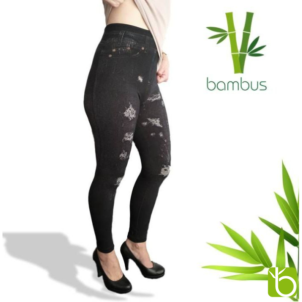 Bambus Jeggings m. slidt look