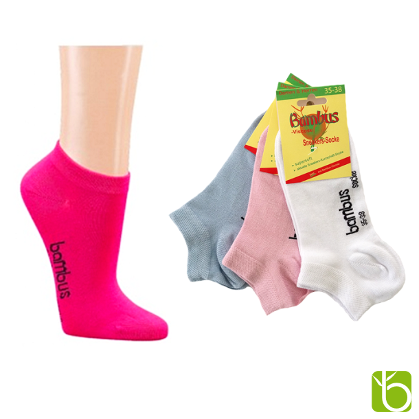 Sneaker strmper af bambus, 3-pak, lysebl, rosa, hvid